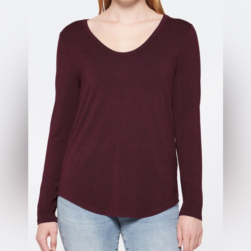 Market & Spruce Long-Sleeve Scoop Neck Top - Wine